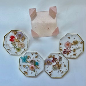 Floral Coaster Set | Light Pink Holder
