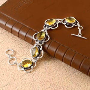 Citrin Armband,Edelstein Armband,Gelbes Citrin Armband,Handgefertigtes Armband,925 Sterling Silber Armband,Geschenk Für Sie/Ihn,Geburtstag Geschenk