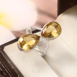 Citrine ring, statement ring, yellow gemstone ring, 925 sterling silver ring, handmade ring, gift for her, anniversary gift, birthday gift