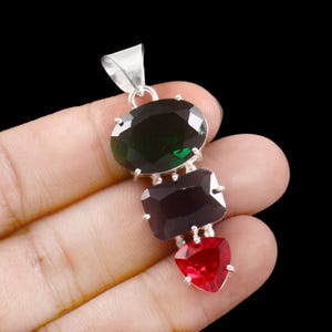 Green Tourmaline Pendant, Handmade Pendant, 925 Sterling Silver Pendant, Gift For Her/Him, Anniversary Gift, Gemstone Pendant, Birthday Gift
