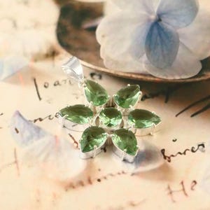 Green amethyst pendant, handmade pendant, 925 sterling silver pendant, gemstone pendant,gift for her/him, anniversary gift, birthday gift