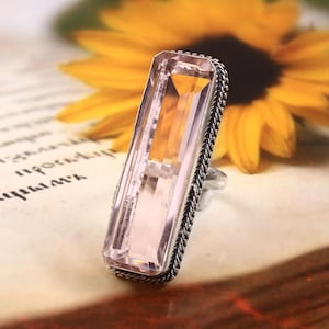 Kunzite ring, statement ring, pink gemstone ring, 925 sterling silver ring, handmade ring, gift for her, anniversary gift, pink kunzite ring