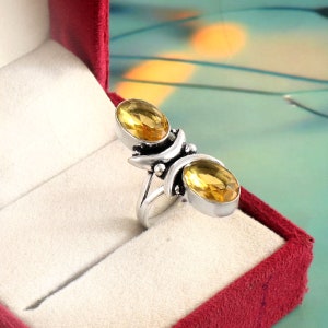 Citrine ring, statement ring, yellow gemstone ring, 925 sterling silver ring, handmade ring, gift for her, anniversary gift