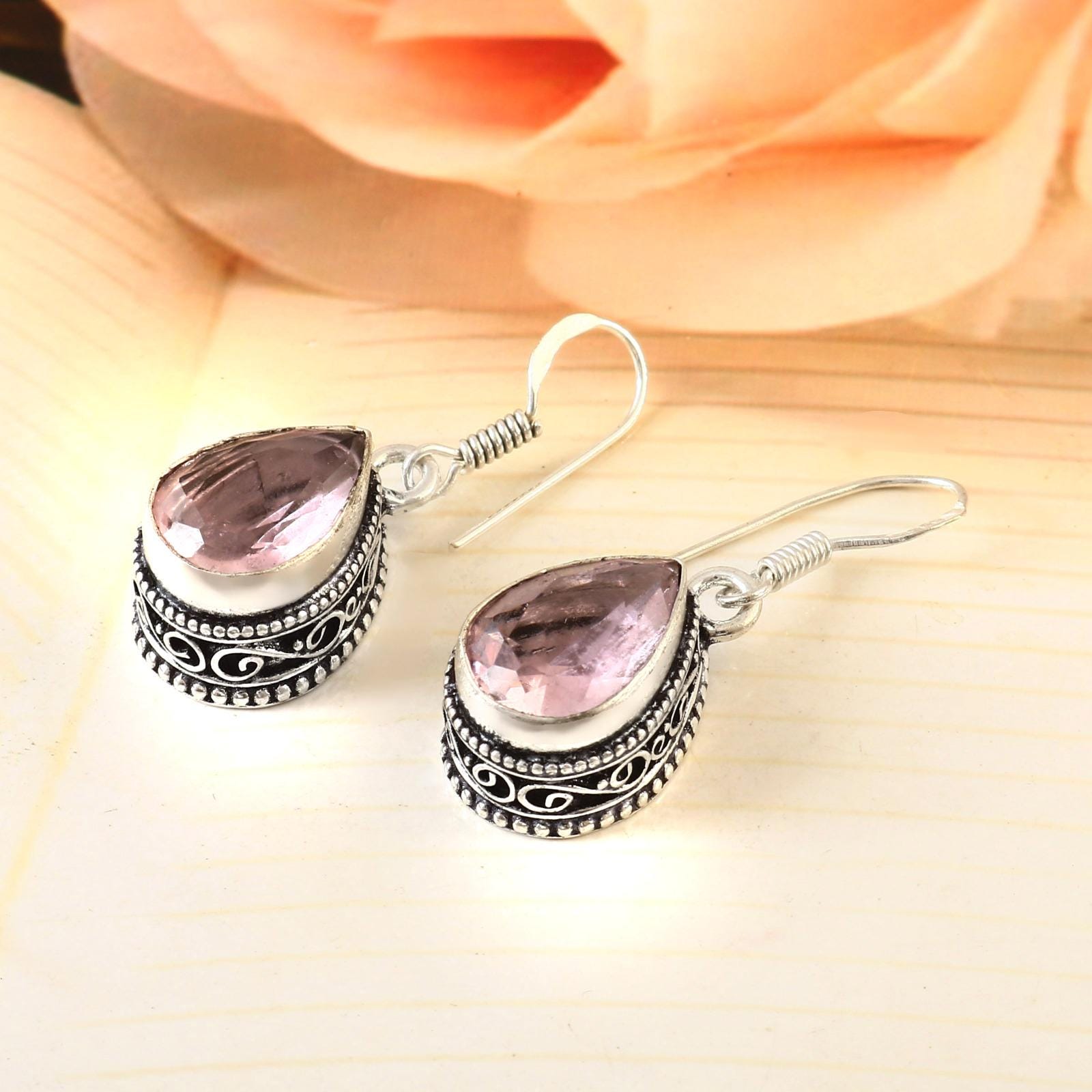 Pink Kunzite Gemstone Handmade 925 Sterling Silver Jewelry