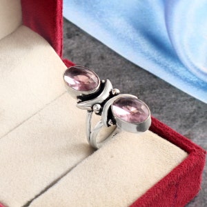 Kunzite ring, statement ring, pink gemstone ring, 925 sterling silver ring, handmade ring, gift for her, anniversary gift, pink kunzite ring