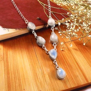 Mondstein Halskette, Handgemachte Halskette, 925 Sterling Silber Halskette, Edelstein Halskette Schmuck, Geschenk für Sie