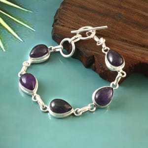 Amethyst Armband,Edelstein Armband,Armband mit blauen Amethyst,handgefertigtes Armband,925 Sterling Silber Armband,Geschenk für Sie/Ihn