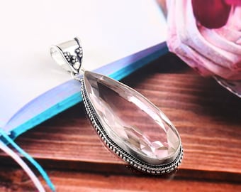 Pendentif kunzite rose, pendentif pierre gemme rose, pendentif en argent sterling 925, pendentif fait main, bijoux kunzite, cadeau pour elle, cadeau d'anniversaire