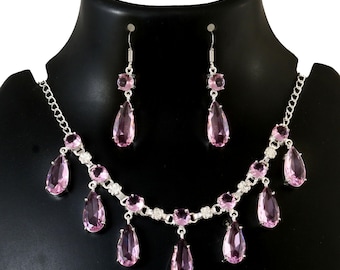 Pink Kunzite Necklace Earring, Handmade Necklace Earring Set, 925 Sterling Silver Necklace, Necklace Set, Gift For Her, Anniversary Gift