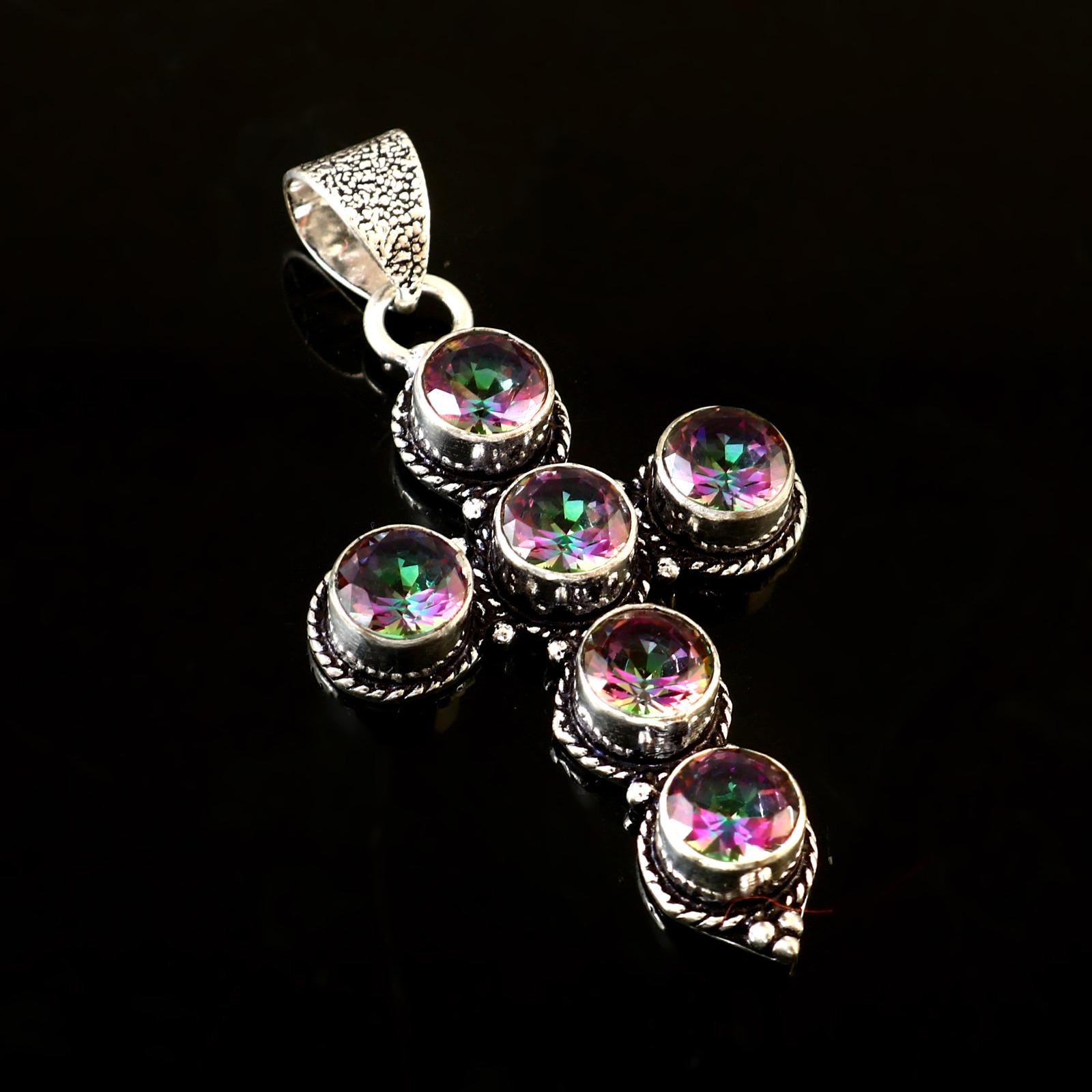 Broche Ancienne En Argent - Nœud Relief Avec Cristaux Bleus Topaze - Occasion