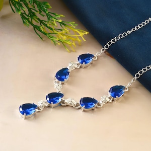 London topaz necklace, handmade necklace, gemstone necklace, 925 sterling silver necklace, gift for women, wedding gift, necklace for women