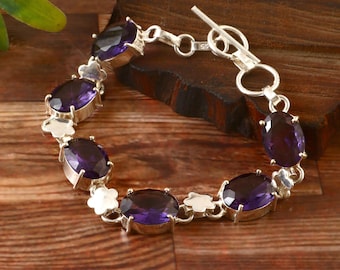 ハンドメイドのアメジスト＆ブルートパーズ スターリングシルバー