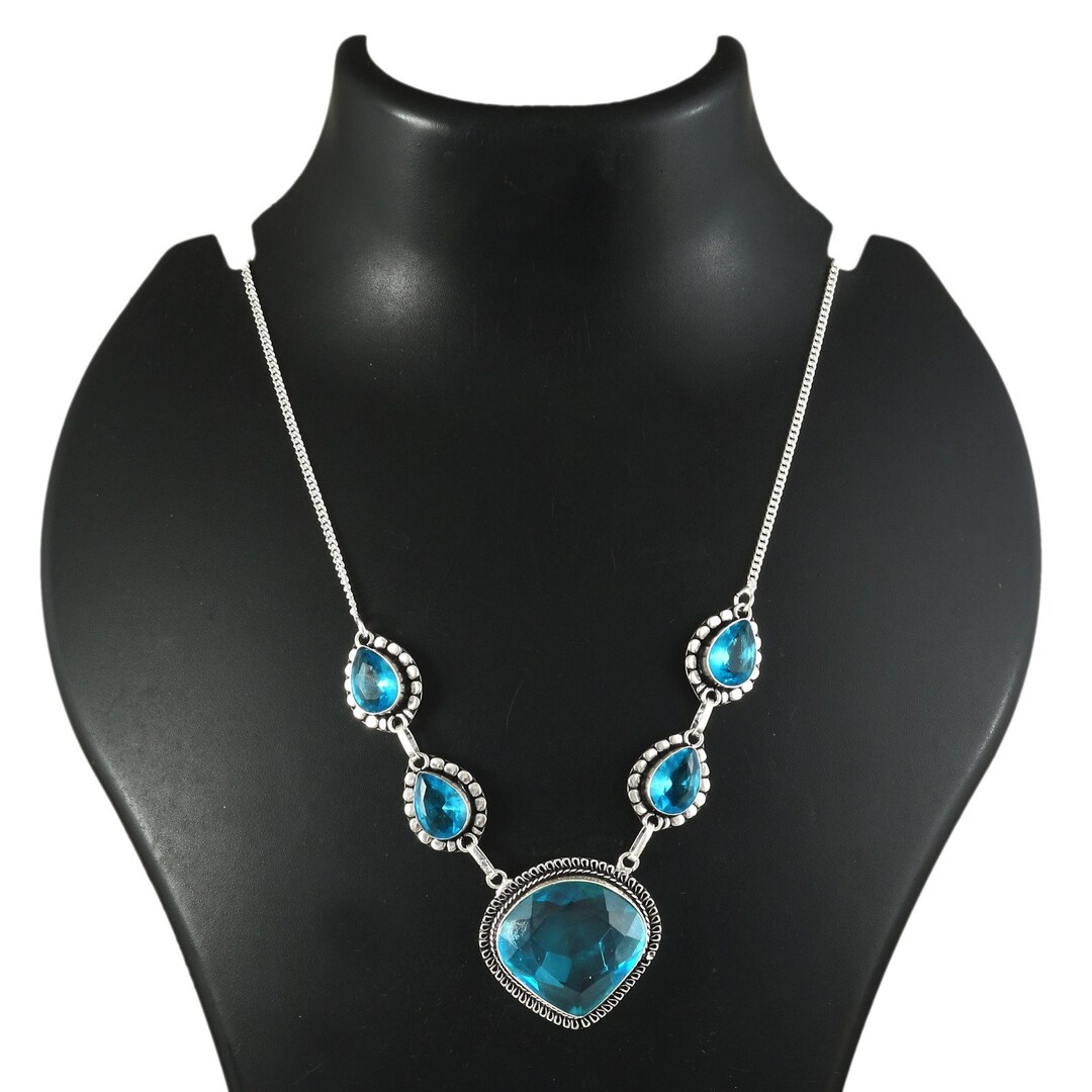 Sky Blue Topaz Necklace, Topaz Gemstone Necklace, Handmade