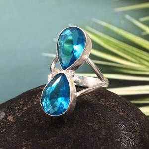 Topaz ring, statement ring, blue gemstone ring,925 sterling silver ring, handmade ring, gift for her, anniversary gift, blue topaz ring