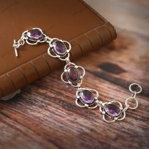 Amethyst Armband,Edelstein Armband,Armband mit blauen Amethyst,handgefertigtes Armband,925 Sterling Silber Armband,Geschenk für Sie/Ihn