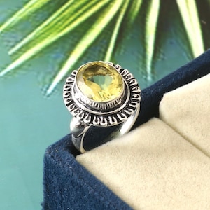Citrine ring, statement ring, yellow gemstone ring, 925 sterling silver ring, handmade ring, gift for her, anniversary gift, women ring