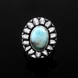 Larimar Ring, Statement Ring, Handmade Ring, 925 Sterling Silver Ring, Gemstone Statement Ring, Gift For Her