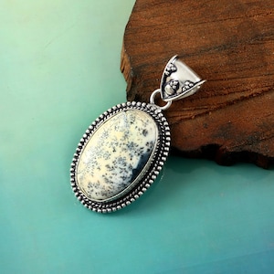 Dendritic opal pendant, gemstone pendant, 925 sterling silver pendant, handmade pendant, pendant jewelry, gift for her, anniversary gift