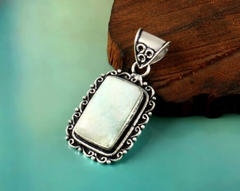 Natural aquateen pendant, green gemstone pendant, 925 sterling silver pendant, handmade pendant, gift for her, mother's day gift