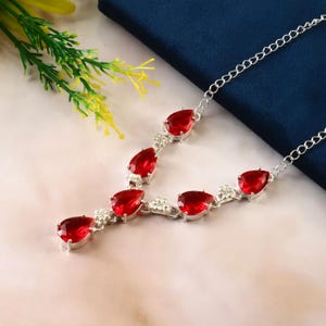 Garnet necklace, handmade necklace, 925 sterling silver necklace, women necklace, gemstone necklace, gift for her, anniversary gift