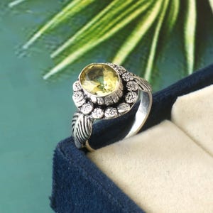 Citrine ring, statement ring, yellow gemstone ring, 925 sterling silver ring, handmade ring, gift for her, anniversary gift, women ring