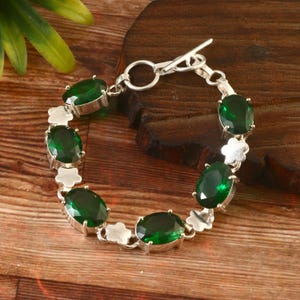Green tourmaline bracelet, handmade bracelet, gemstone bracelet,925 sterling silver bracelet,gift for her,christmas gift, anniversary gift