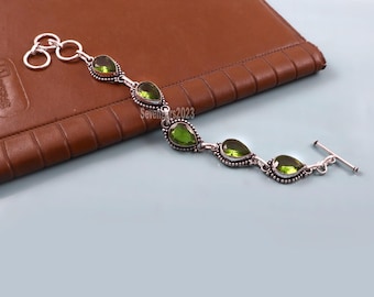Peridot Bracelet,Gemstone Bracelet,Green Peridot  Bracelet, Handmade Bracelet,925 Sterling Silver Bracelet,Gift For Her/Him,Anniversary Gift