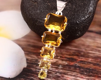 Citrine pendant, yellow gemstone pendant, 925 sterling silver pendant, handmade pendant, gift for her, anniversary gift, women gift