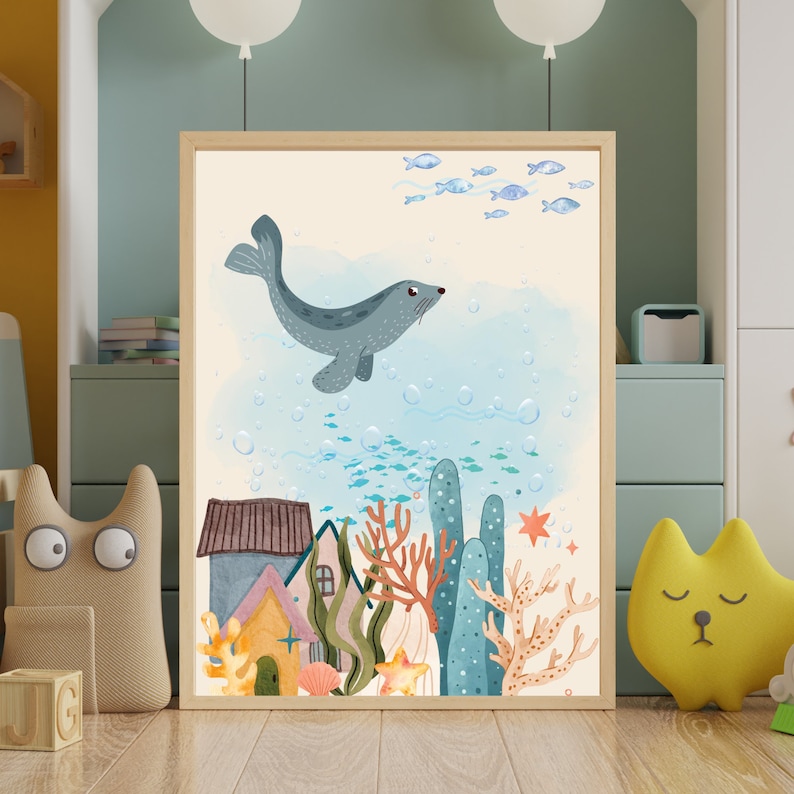 Set of 3 Under the Sea Themed Wall Art Prints Decor Sea Etsy