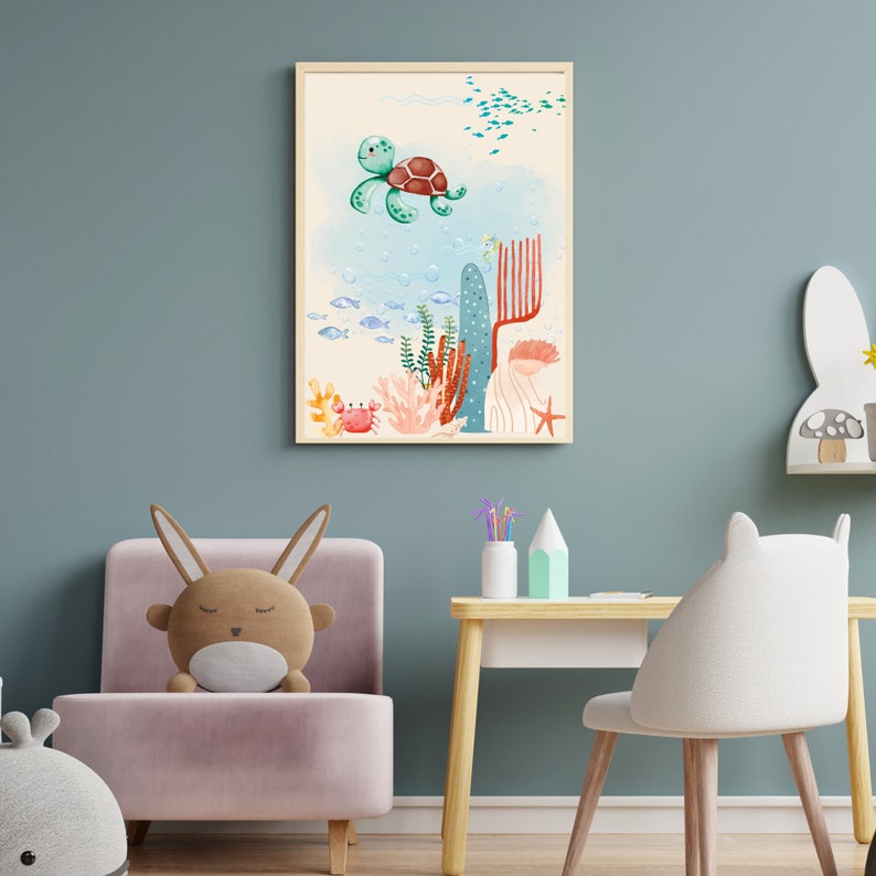 Set of 3 Under the Sea Themed Wall Art Prints Decor Sea Etsy