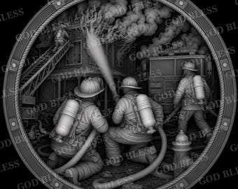 Paquete de mapas de profundidad 3D para monedas conmemorativas de bomberos / Archivo de grabado láser para rescate contra incendios (descarga digital)