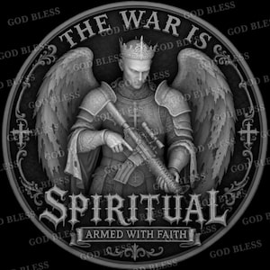 Spiritual Warfare Angelic Warrior 3D Depth Map | Religious Challenge Coin SVG PNG Laser Engraving File