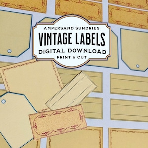 Etiquetas/etiquetas em branco IMPRIMÍVEIS DIGITAL | Vintage Boticário Junk Journal Bookplate Bullet Journal Ephemera Gift Tags Notas Personalizadas em Canva