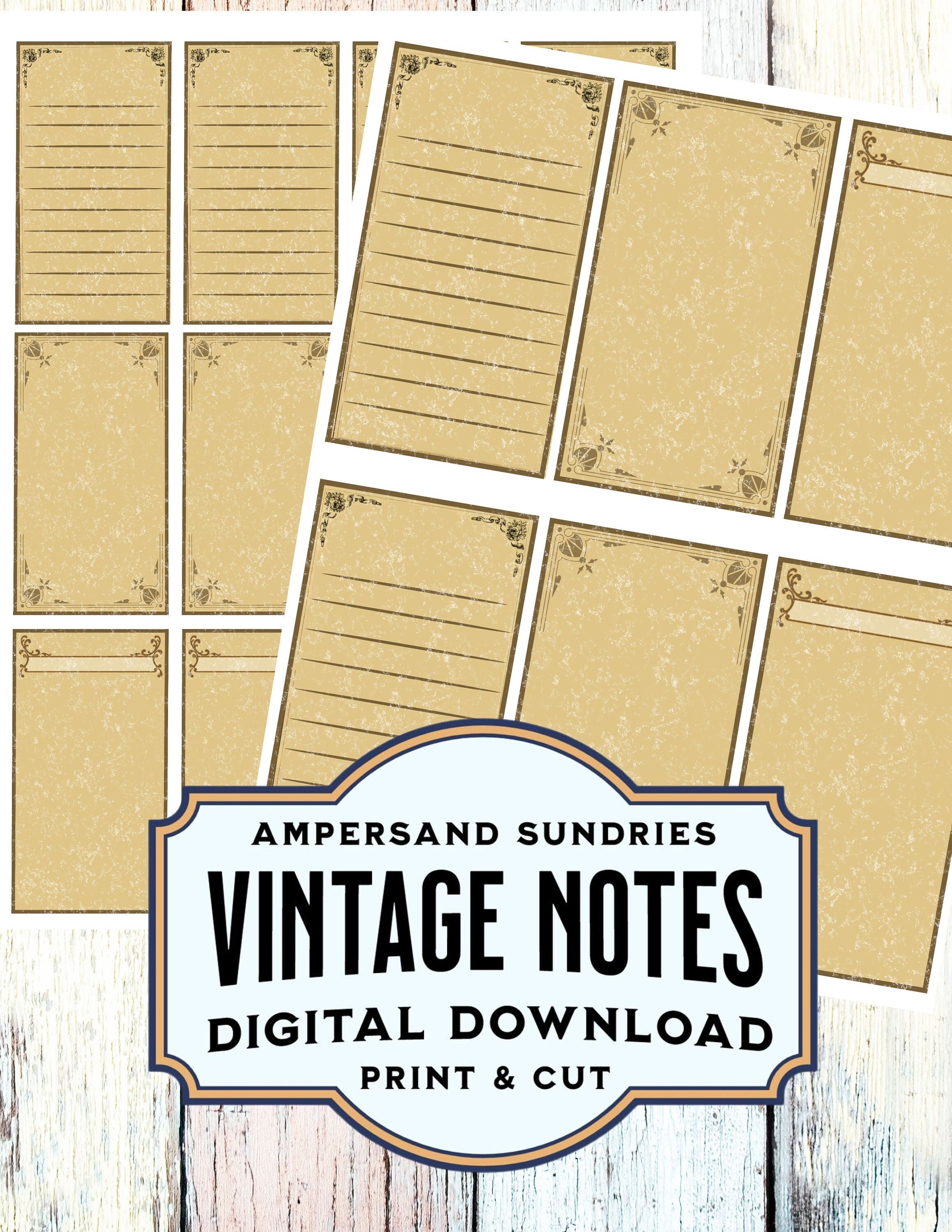 Pretty Note Tag DIGITAL PRINTABLE Blank Notes / Tags Vintage Apothecary Junk Journal ...