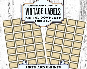 DIGITAL PRINTABLE Blank Labels | Vintage Apothecary Junk Journal Bookplate Bullet Journal Ephemera Pantry Labels Customize in Canva