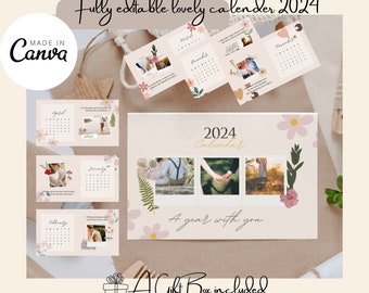 Plantilla de calendario minimalista / Precioso imprimible / Diseño limpio / Organizador / Descarga digital