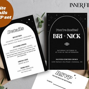 Einladungs-Set | Einladen, Details, + Antwortkarten | Bis der Tod uns scheidet | Hochzeit | Bearbeitbare Vorlage in Canva | Digitaler Download