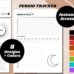 PERIOD TRACKER | Moon Cycle | Menstrual Journal | Printable | Period Symptoms | Goodnotes | Digital Download