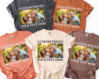Koszulka ze zdjęciem Comfort Colors, Koszulka ze zdjęciem rodzinnym, Spersonalizowana koszulka ze zdjęciem, Koszulka ze zdjęciem dla mamy i taty, Koszulka na prezent urodzinowy