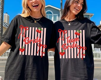 Cherry Bachelorette Party Shirt, Custom Bride T-Shirt, Cherry Bridesmaid Tee, Bach Trip Sweater, Beach Bachelorette Tees, Bride Squad Gifts