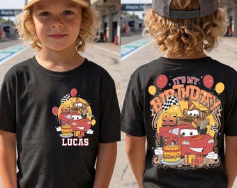 Koszulka urodzinowa Lightning McQueen, rodzinna koszulka urodzinowa Disney Cars, koszulka urodzinowa dla chłopca McQueen, bluza urodzinowa Pixar Racing