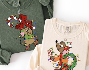 Jaq and Gus Gus Christmas Comfort Colors® Shirt, Disney Christmas Couple Shirt, Double Trouble Christmas Shirt, Disney Family Christmas Trip
