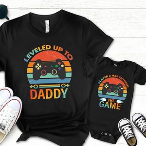 Matching Dad Shirt, Father's Day, Leveled Up to Daddy Player 2 Has Entered the Game Shirt, Gift For Husband, Gamer Dad Gift, New Father Gift