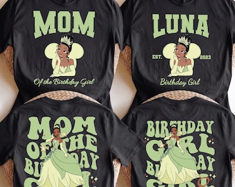 Tiana födelsedagsflickaskjorta, Disney svart prinsessa födelsedags-T-shirt, personlig födelsedagsfest-T-shirt, Disneyland prinsessa födelsedagsfamiljströja