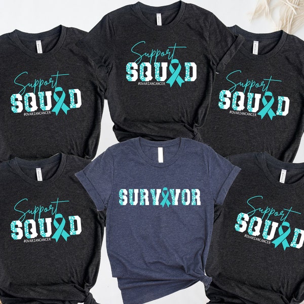 Ovarian Cancer Support Squad Shirt, Cancer Awareness Shirt, Ovarian Cancer  Warrior Shirt, Cancer Fighter Support Team Tees, Fighter Tee