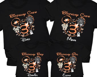Custom Disney Halloween Birthday Shirt, Mickey Halloween Birthday Boy T-Shirt, Spooky Birthday Family Tee, Disneyland Fall Birthday Crew