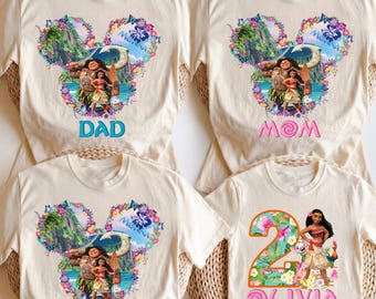 Vaiana födelsedags-T-shirt, prinsessfödelsedagsresa-T-shirt, Disney-familjetröja, mamma pappa Disney-T-shirt, Disneyland-T-shirt, Maui-T-shirt, Vaiana 2-filmen