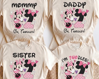 Jag är Twodles-tröja, Disney-tröja för födelsedagsflicka, tröja för Minnie-födelsedagsfest, Twodles-luvtröja, familjetröja för 2-årsdag