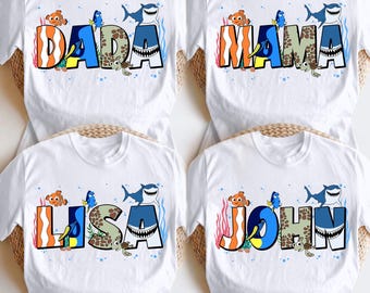 Koszulka rodzinna „Gdzie jest Nemo”, koszulka Nemo Mama Dada, koszulka urodzinowa „Gdzie jest Dory”, spersonalizowana bluza z Nemo