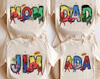 Custom  Shirt,  Family Shirt, Superhero Dad Mom Tee, Captain America Tshirt, Ironman Shirt,  Birthday Trip Tee